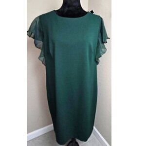 New Lauren Ralph Lauren Women's Sheer Sleeves Mini Sheath Dress Green size 16